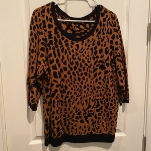 TALBOTS petite cheetah print sweater